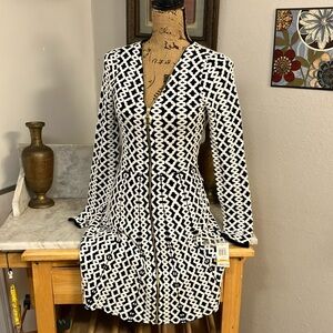 INC International Concepts Geometric Black and White Dress